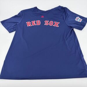 Majestic Mens Boston Red Sox Evolution Tee Cool Base Navy Blue Shirt Size L